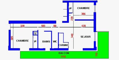 Map 3 Rooms with balcony Echo des Montagnes - Rent flats chatel